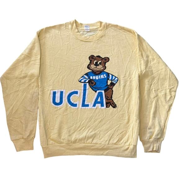 Vintage 80s UCLA Bruins Yellow Crewneck Adult Large - Picture 1 of 3